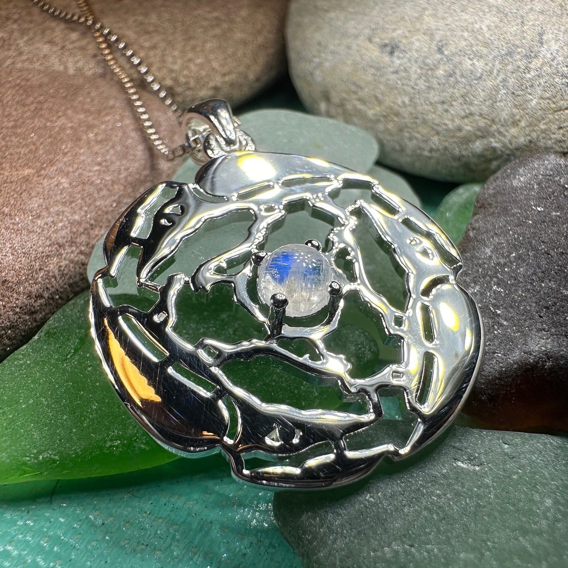 Old World Triple Raven Moonstone Necklace