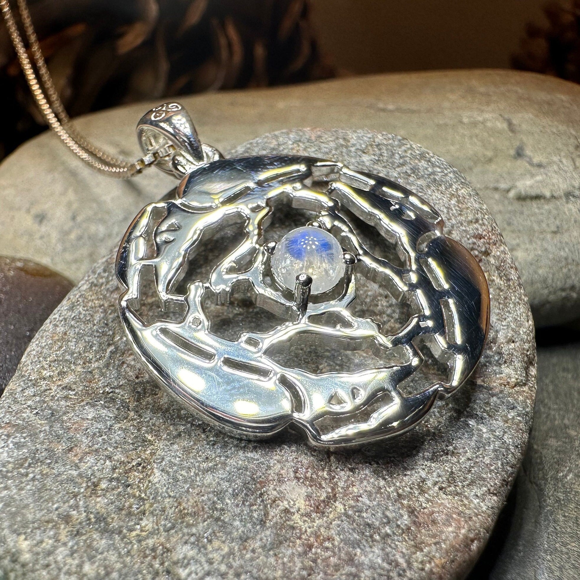 Old World Triple Raven Moonstone Necklace