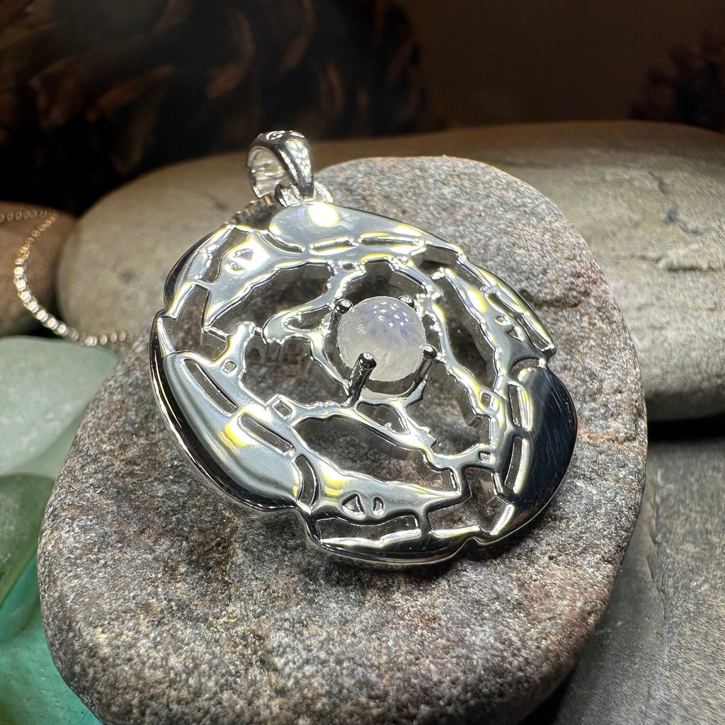 Old World Triple Raven Moonstone Necklace