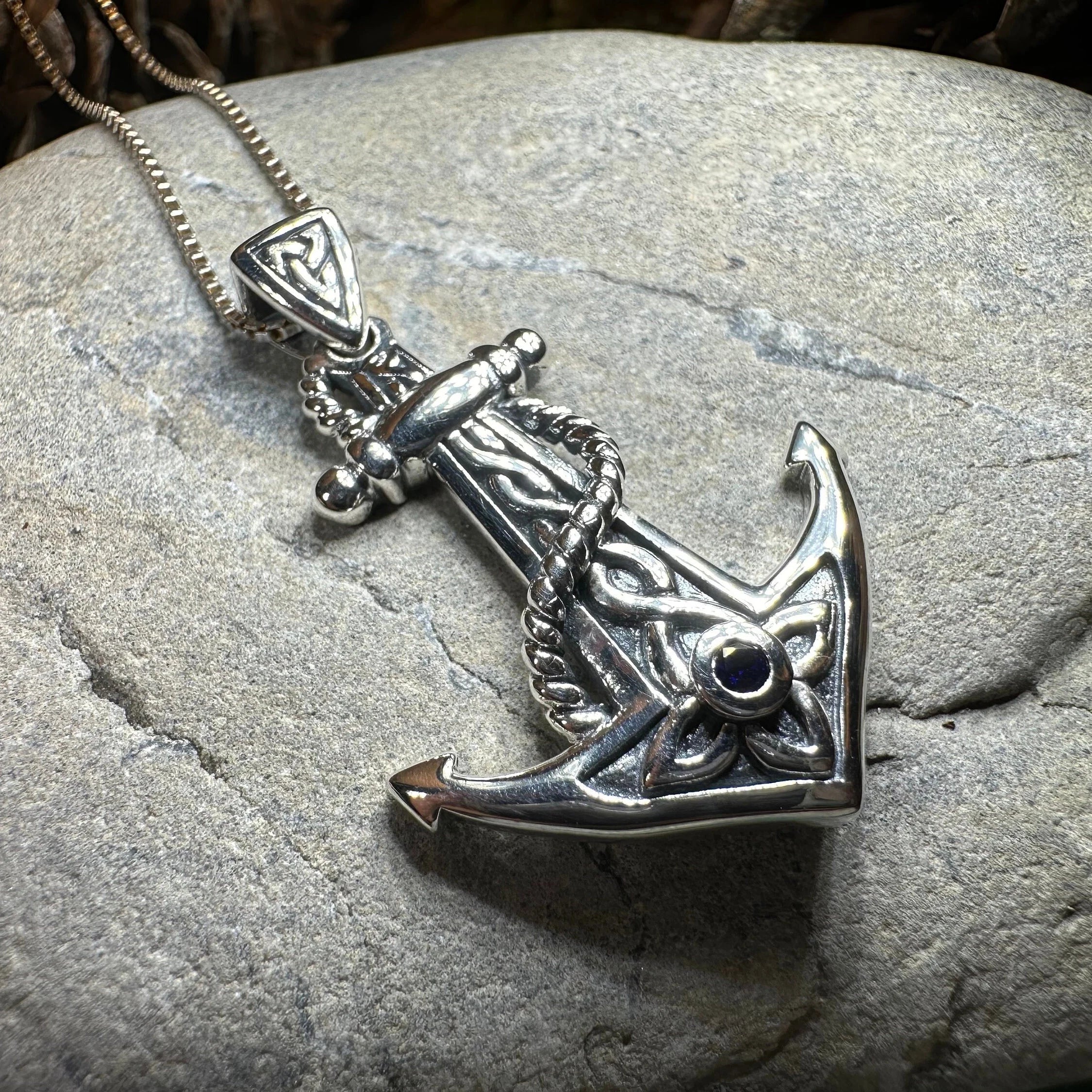 Sapphire Anchor Necklace