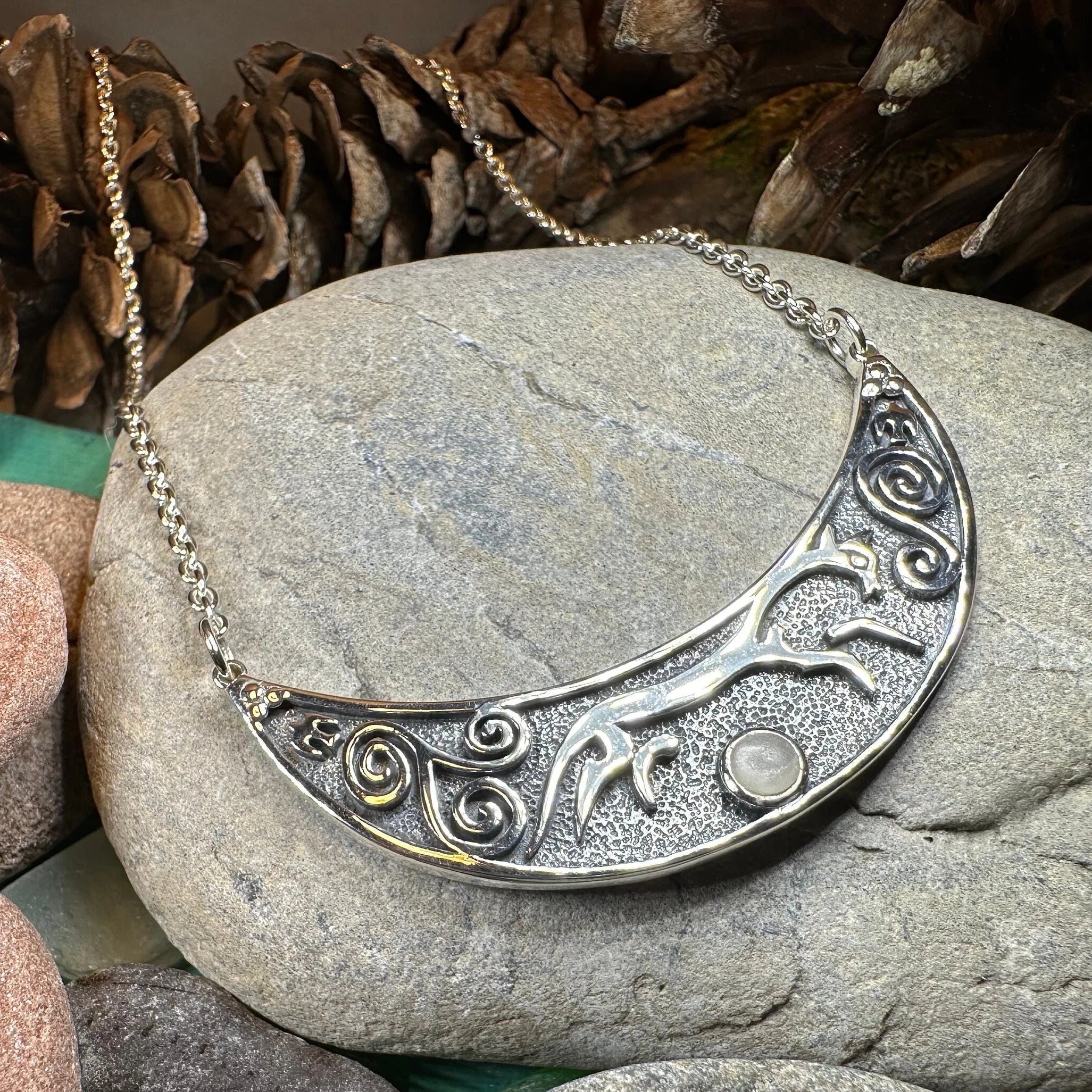 Epona Celtic Horse Moonstone Necklace