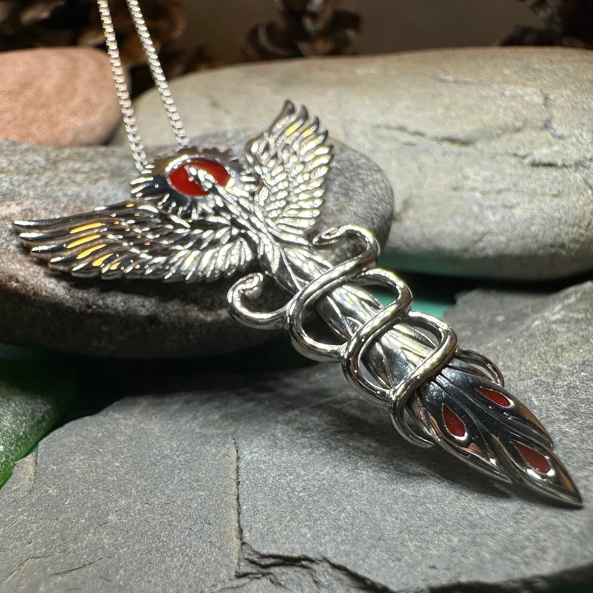 Caduceus Phoenix Necklace
