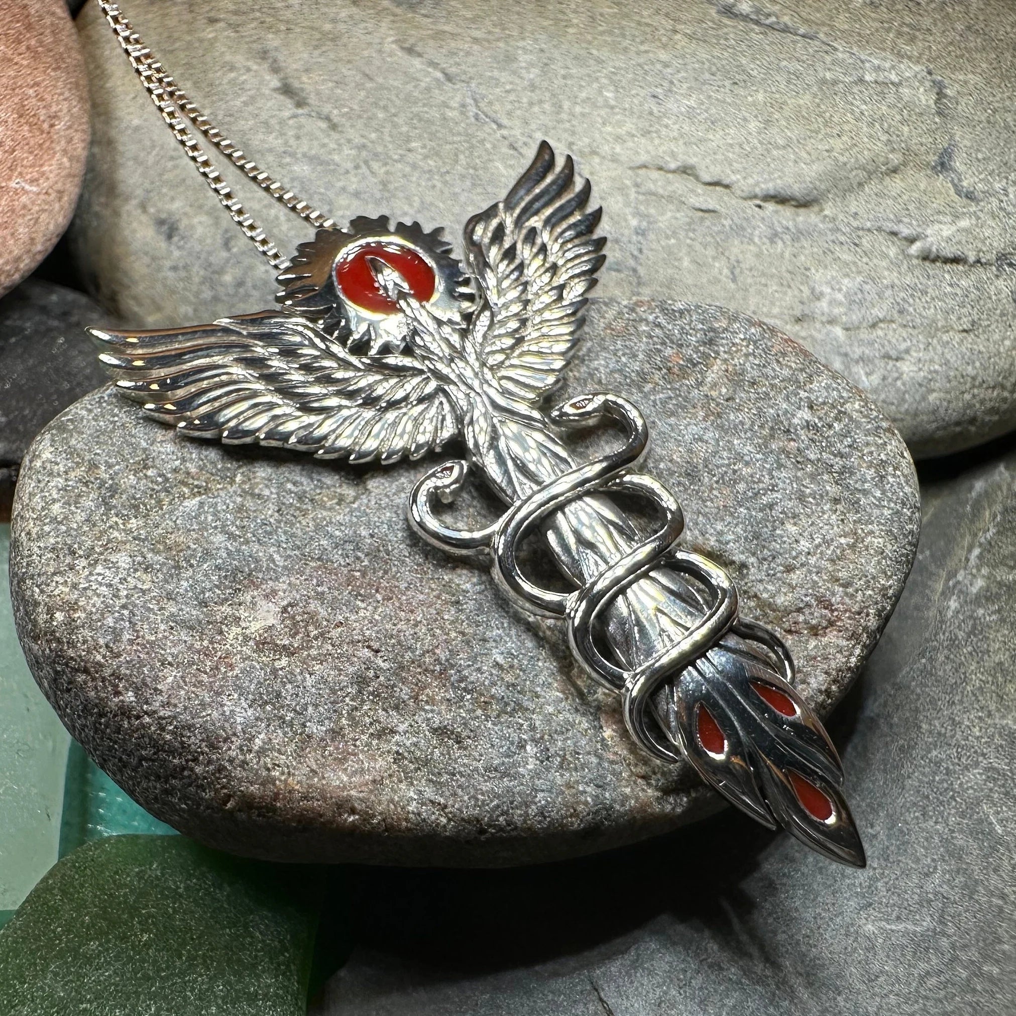 Caduceus Phoenix Necklace