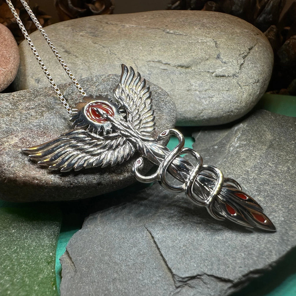 Caduceus Phoenix Necklace