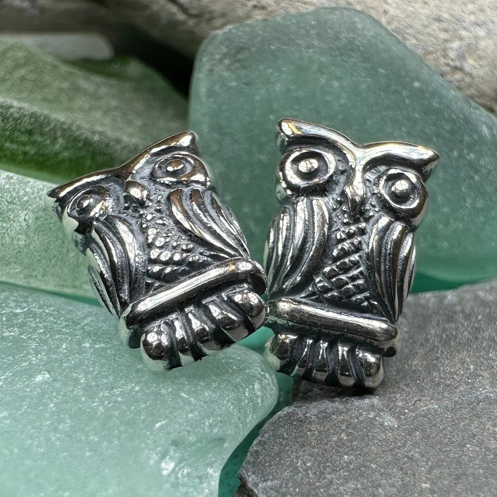 Silver Owl Stud Earrings