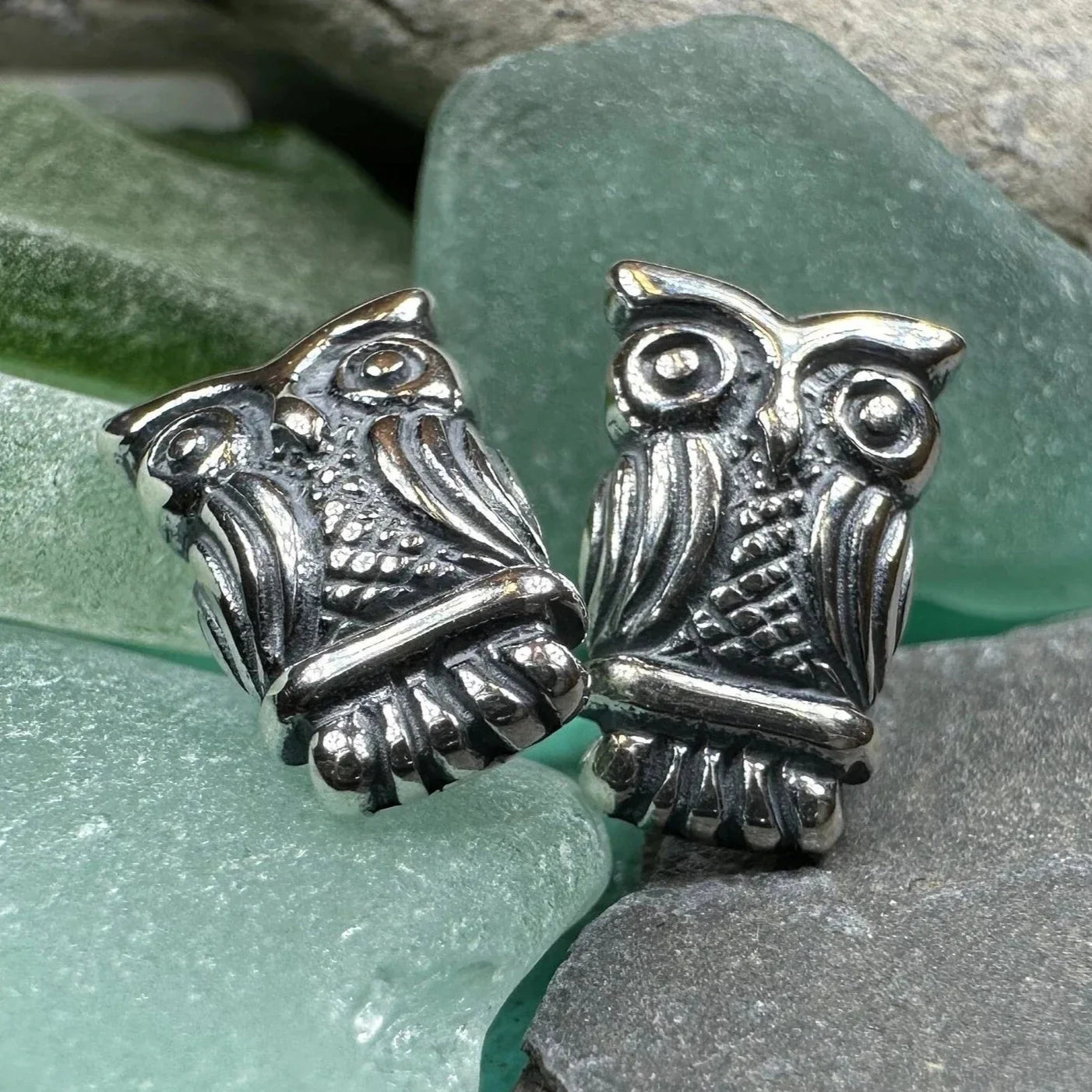 Silver Owl Stud Earrings