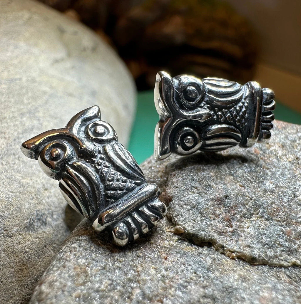 Silver Owl Stud Earrings