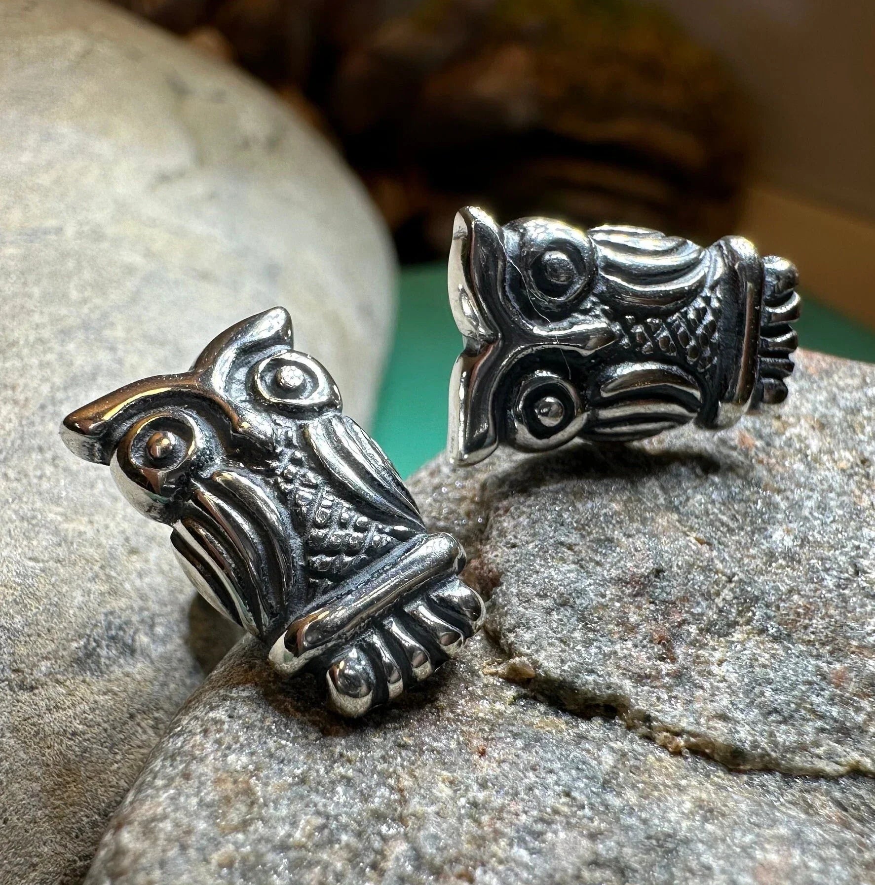 Silver Owl Stud Earrings