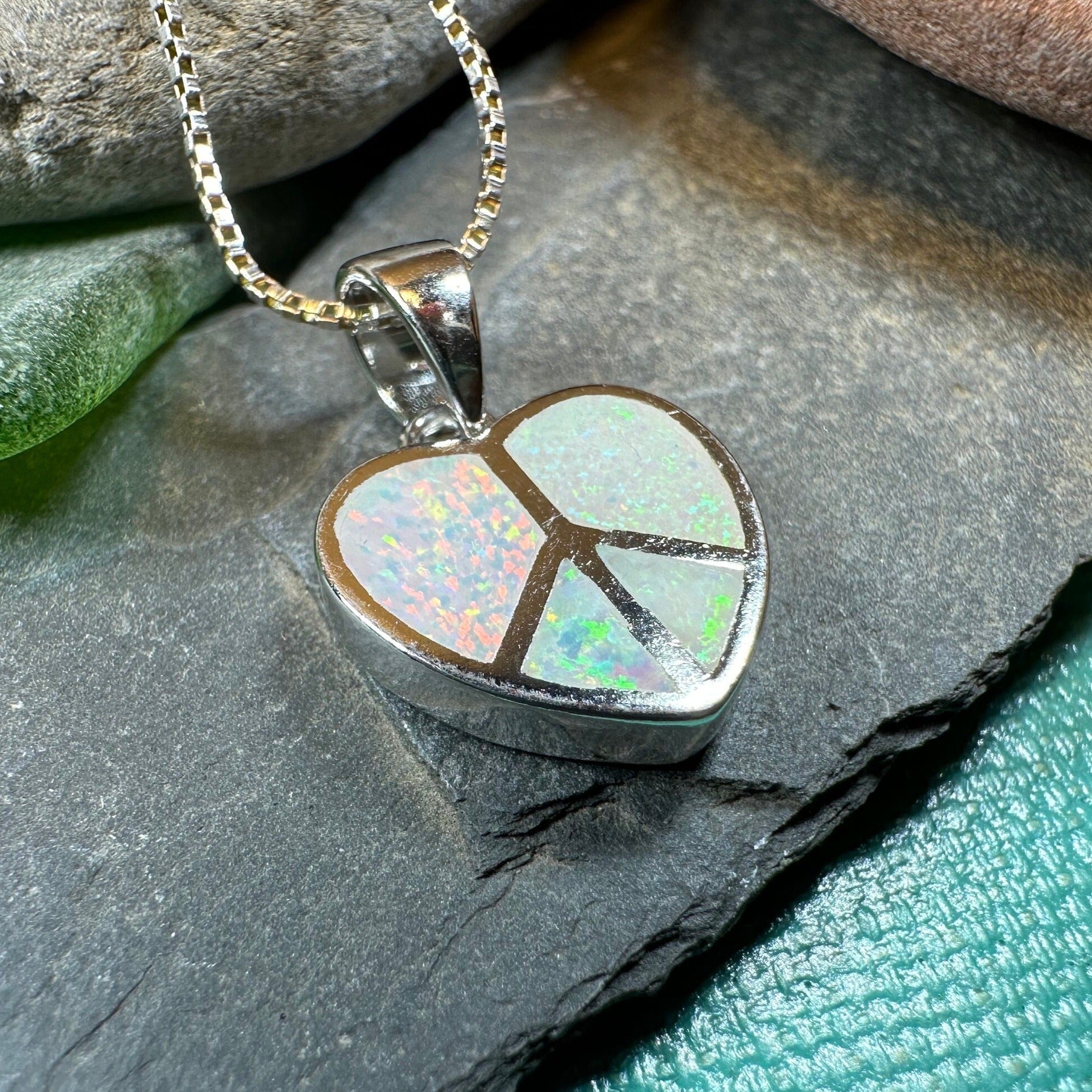 Peace Sign Opal Necklace