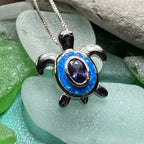 Deep Blue Opal Turtle Necklace