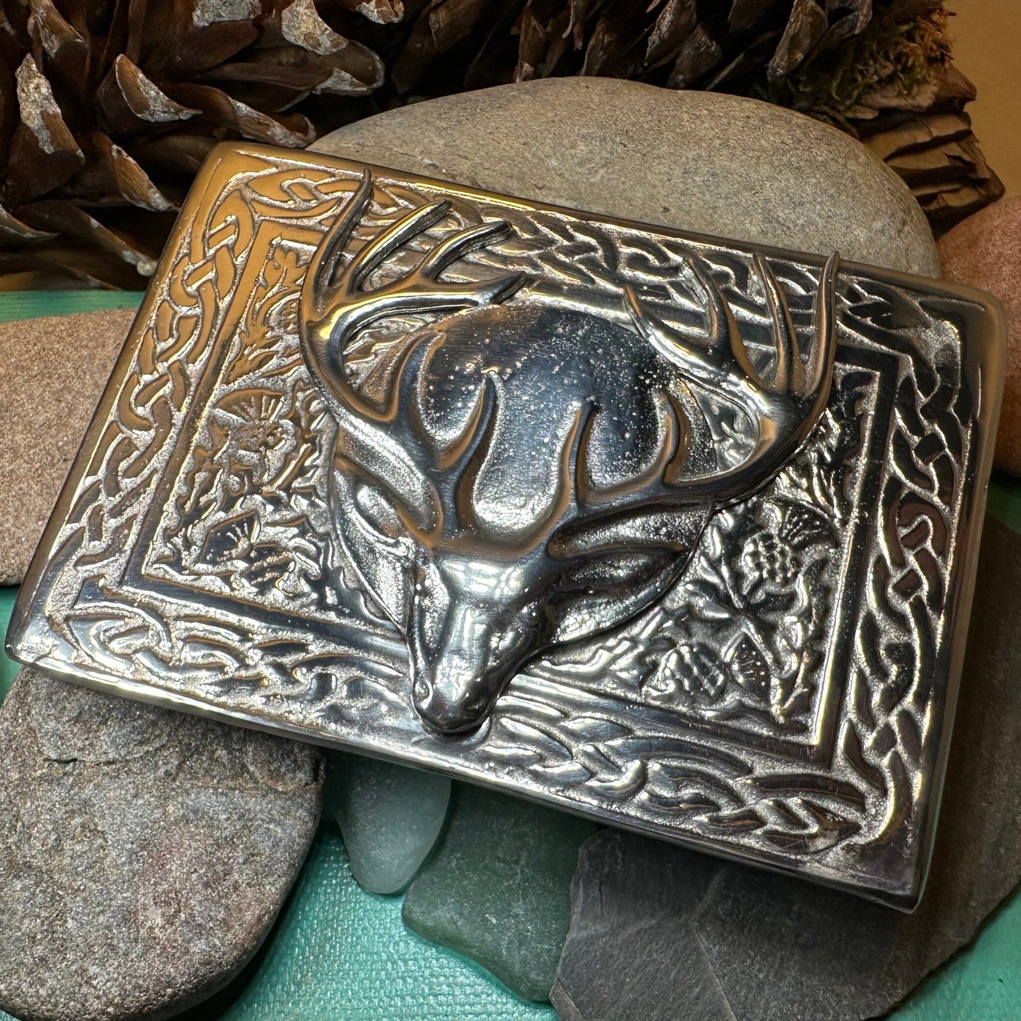 Celtic Stag Kilt Belt Buckle