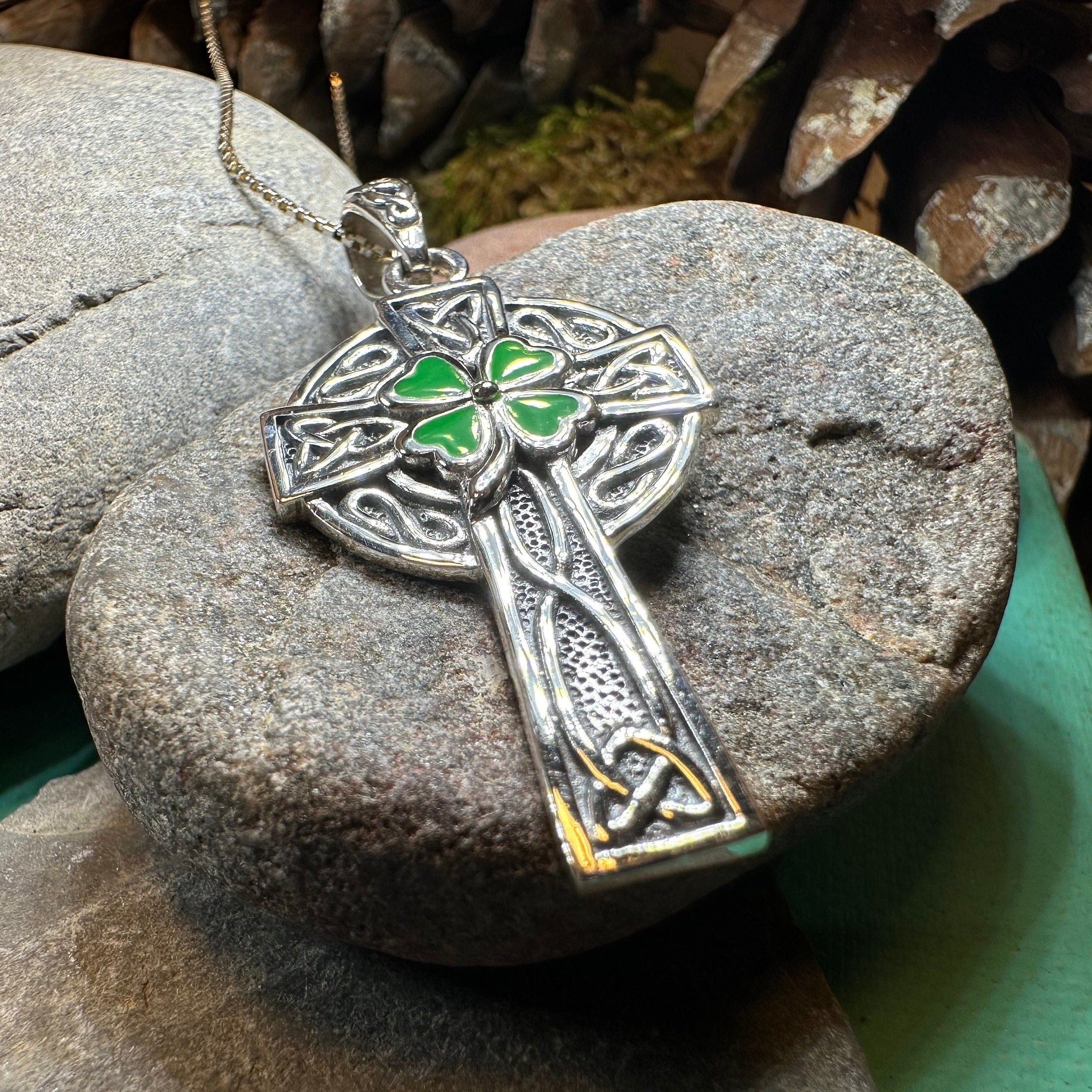 Shamrock Fields Celtic Cross Necklace
