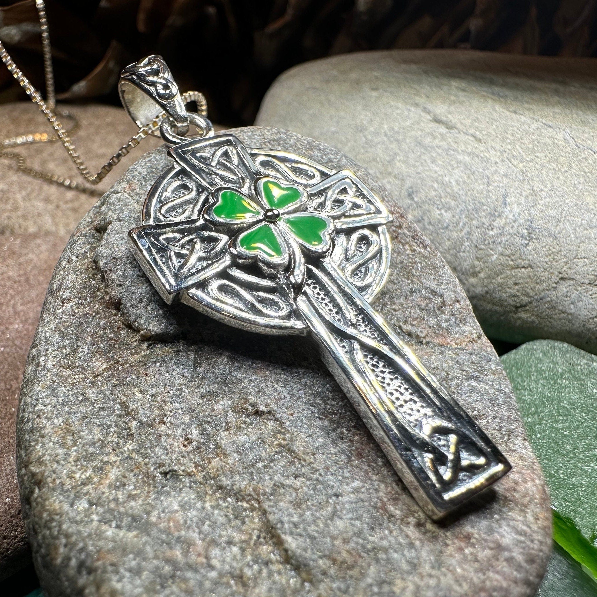 Shamrock Fields Celtic Cross Necklace