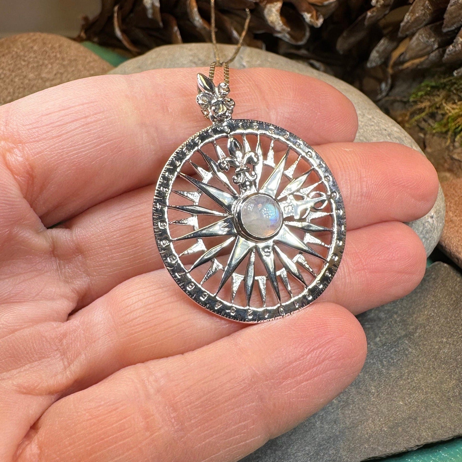 True North Moonstone Compass Necklace