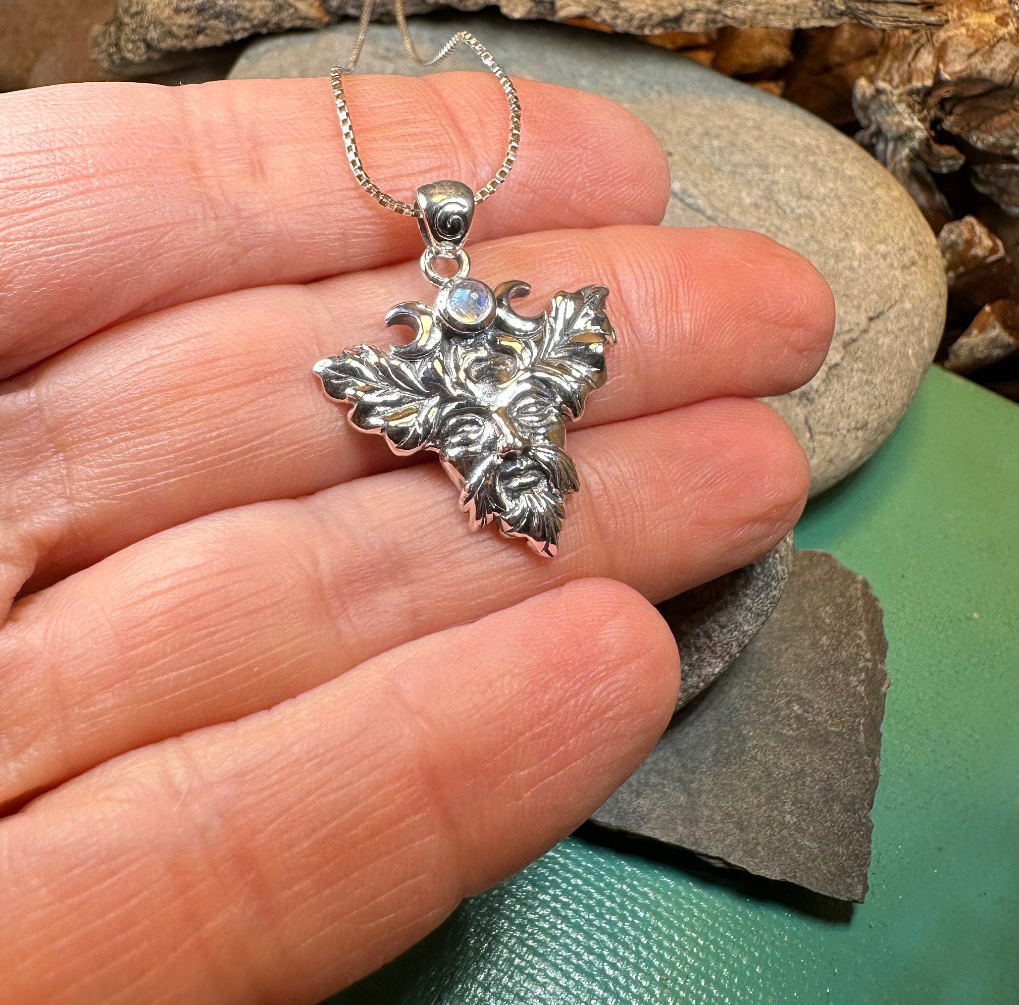 Huelgoat Green Man Moonstone Necklace