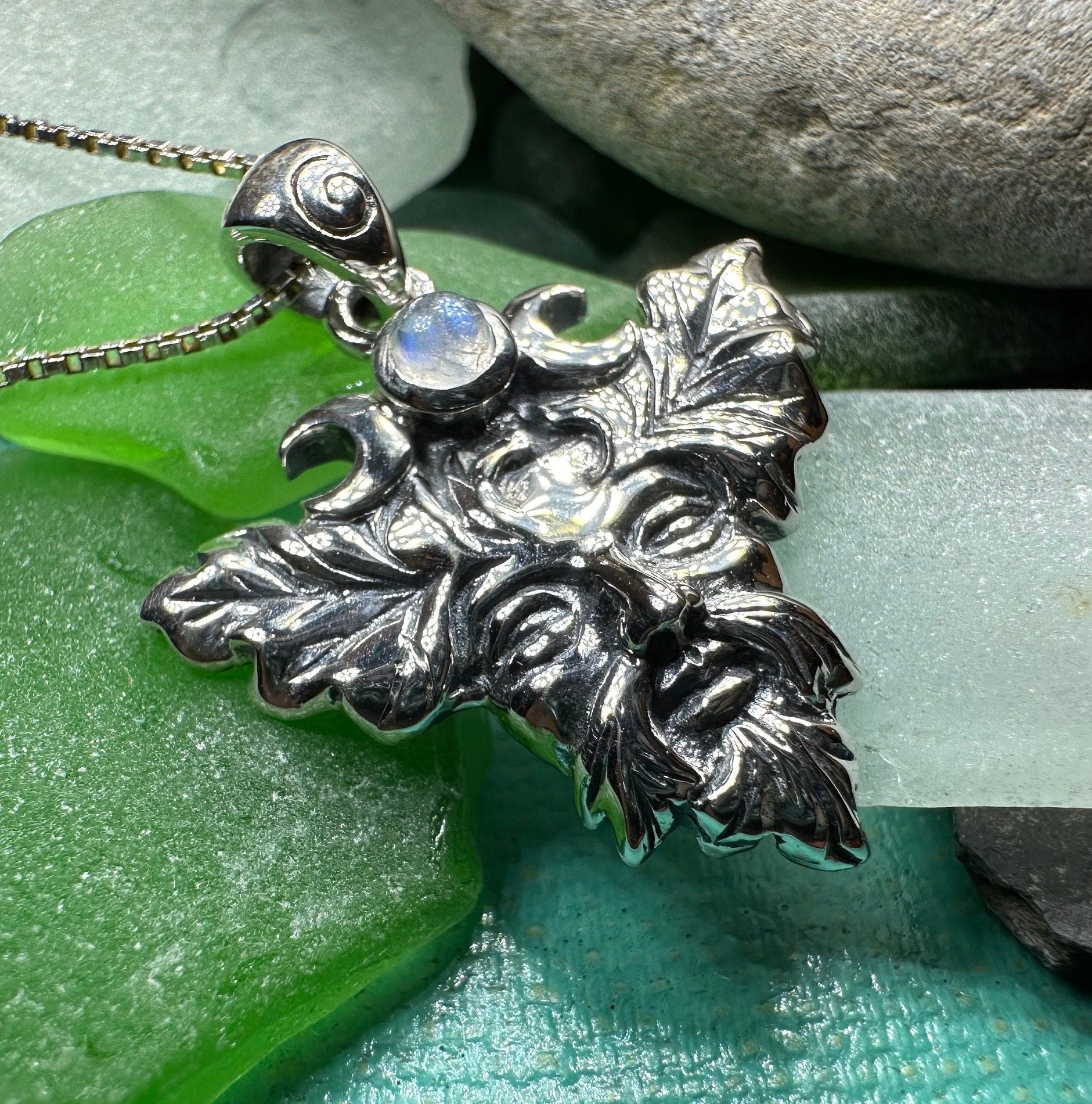 Huelgoat Green Man Moonstone Necklace