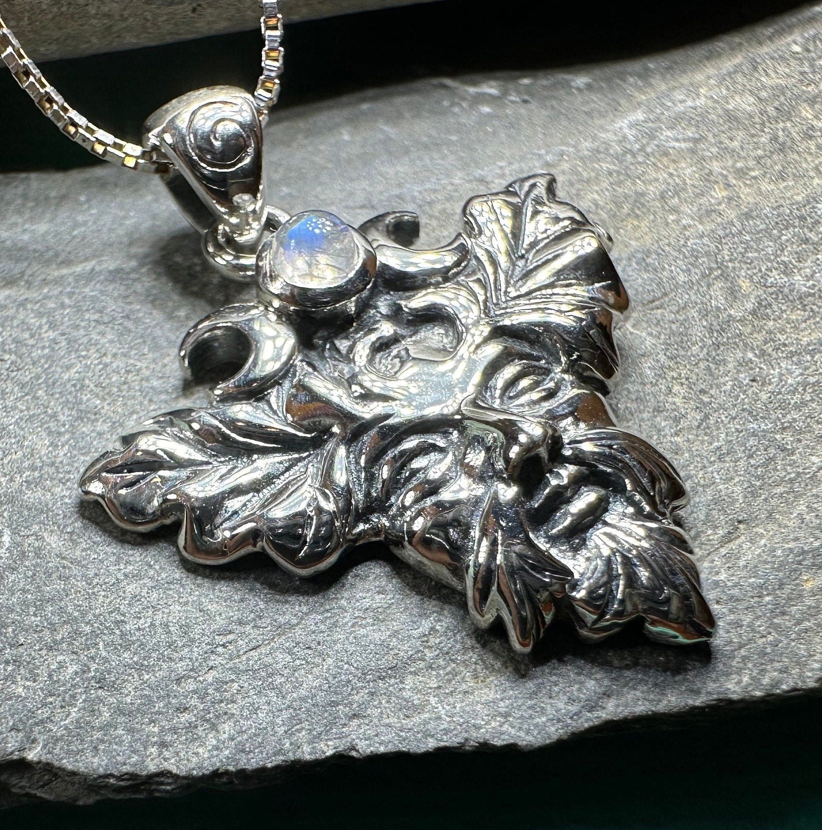 Huelgoat Green Man Moonstone Necklace