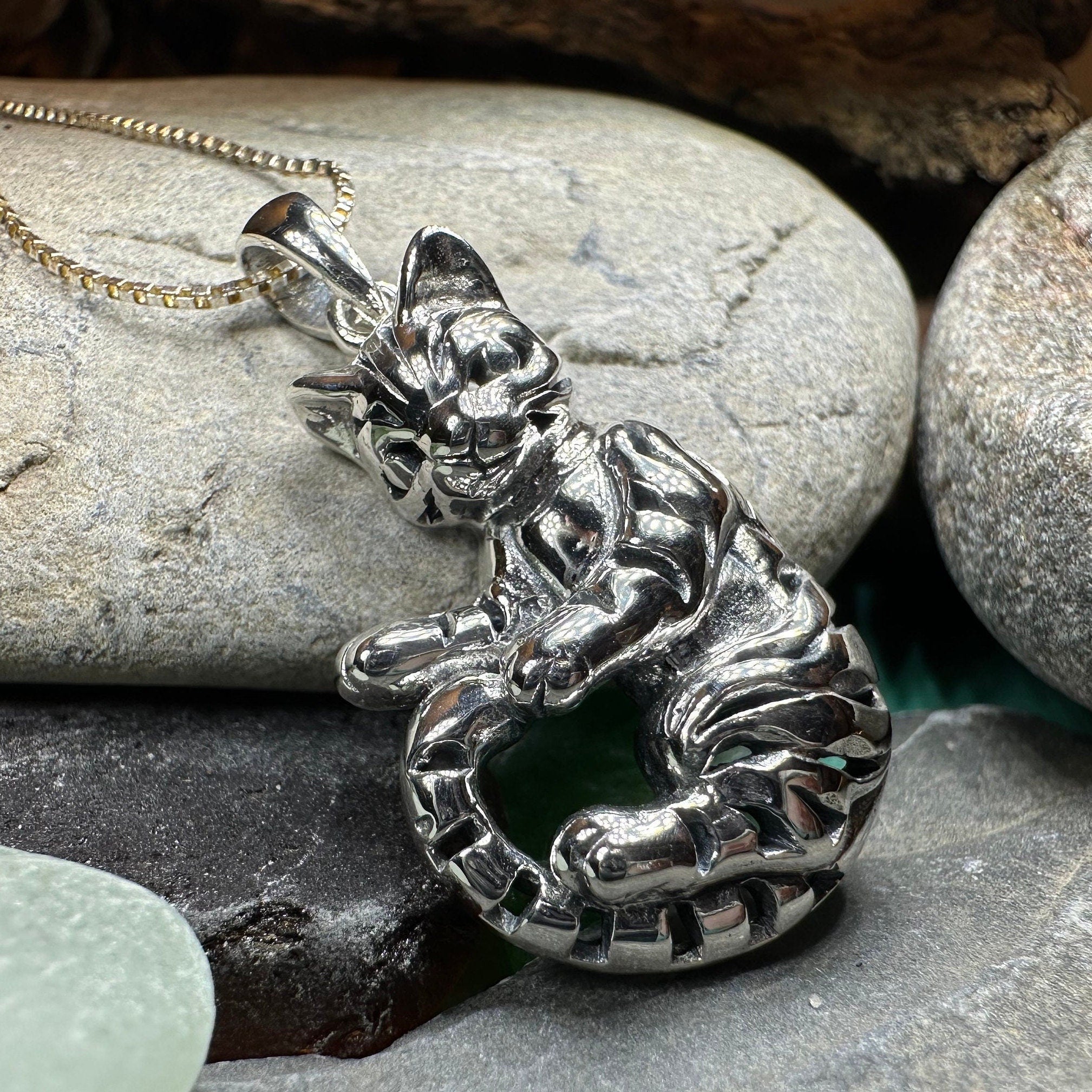 Playful Tabby Cat Necklace