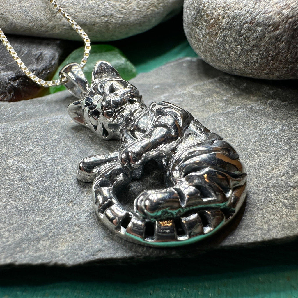 Playful Tabby Cat Necklace