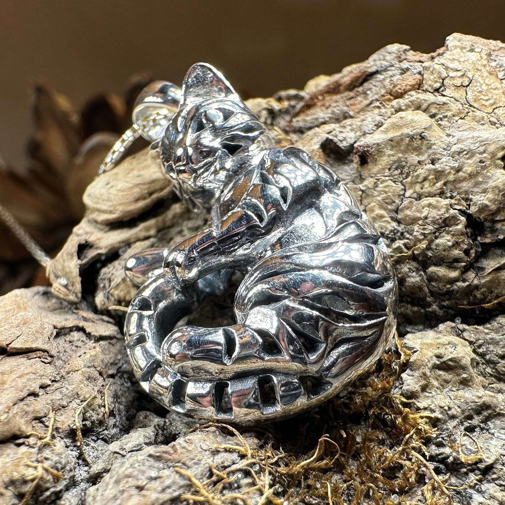 Playful Tabby Cat Necklace