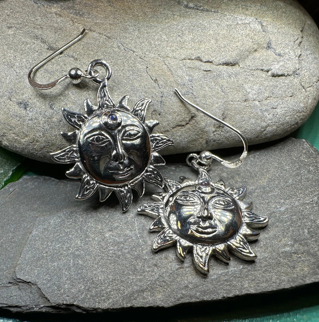 Celtic Skies Sun Moonstone Earrings