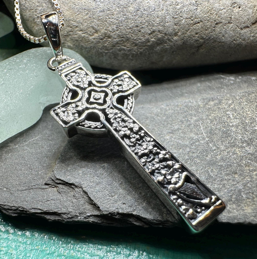 The Quinn Harp Celtic Cross Necklace