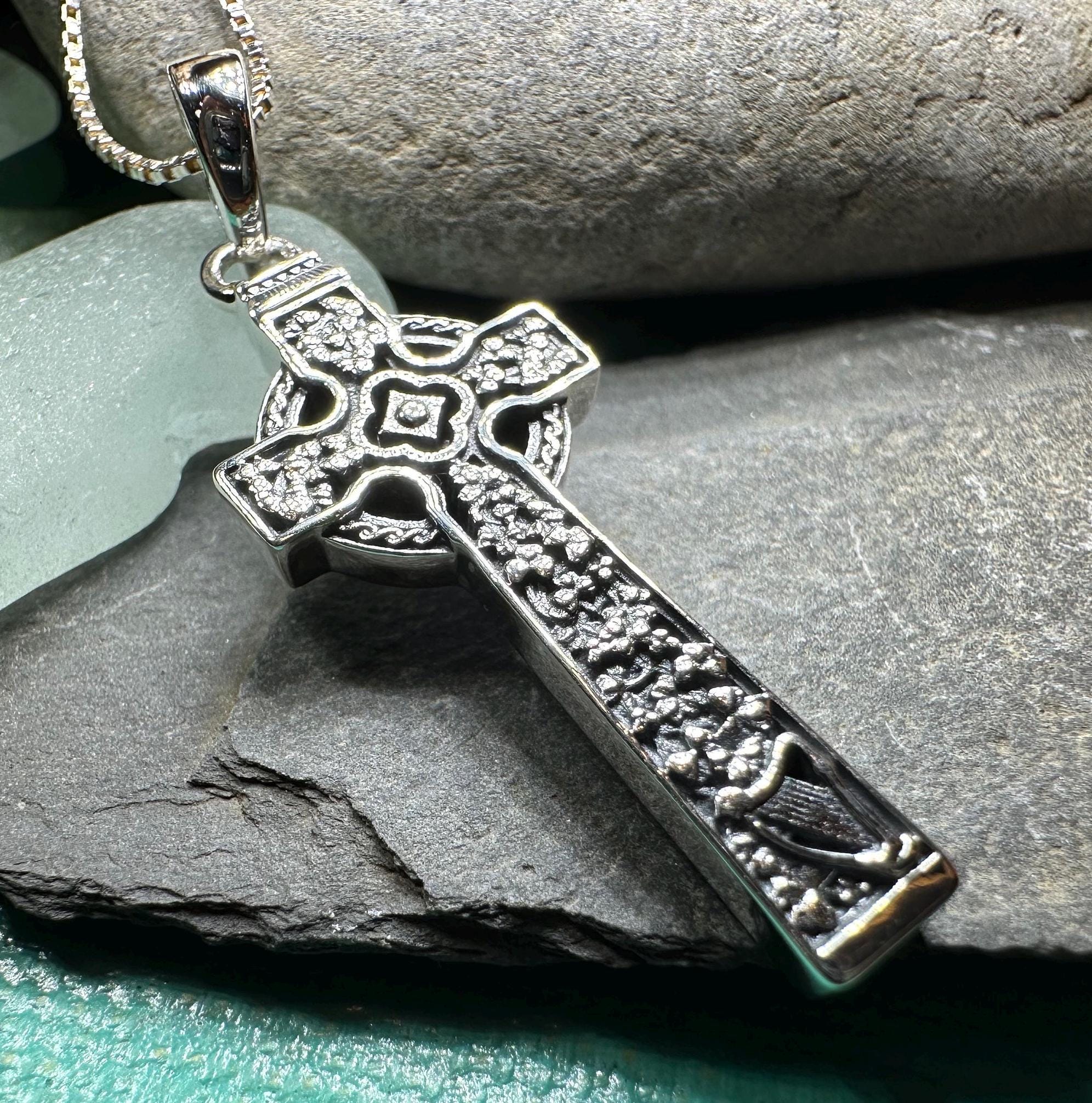 The Quinn Harp Celtic Cross Necklace