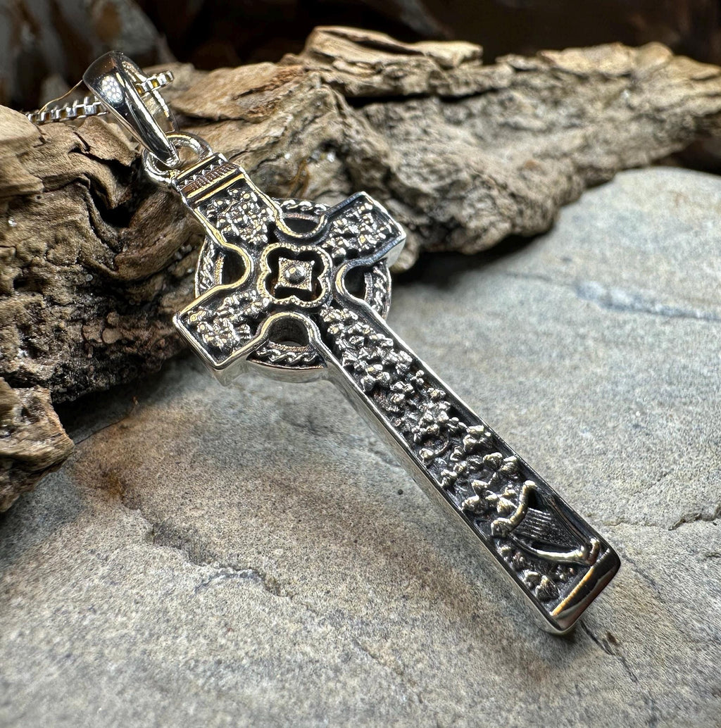 The Quinn Harp Celtic Cross Necklace
