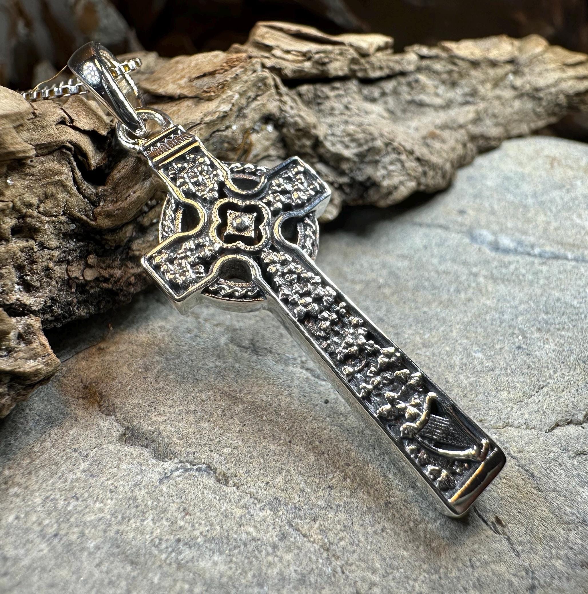 The Quinn Harp Celtic Cross Necklace