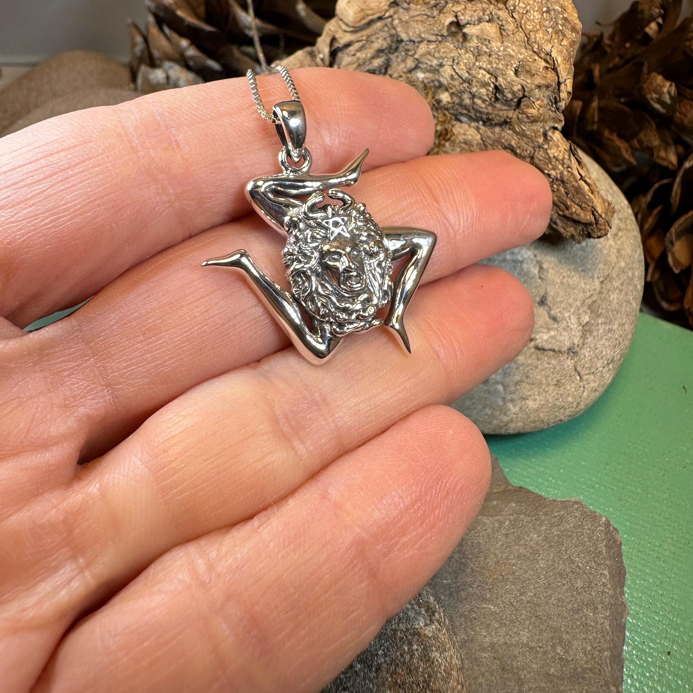 Sicilian Trinacria Triple Spiral Necklace