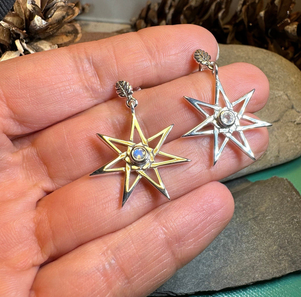 Elven Star Moonstone Earrings