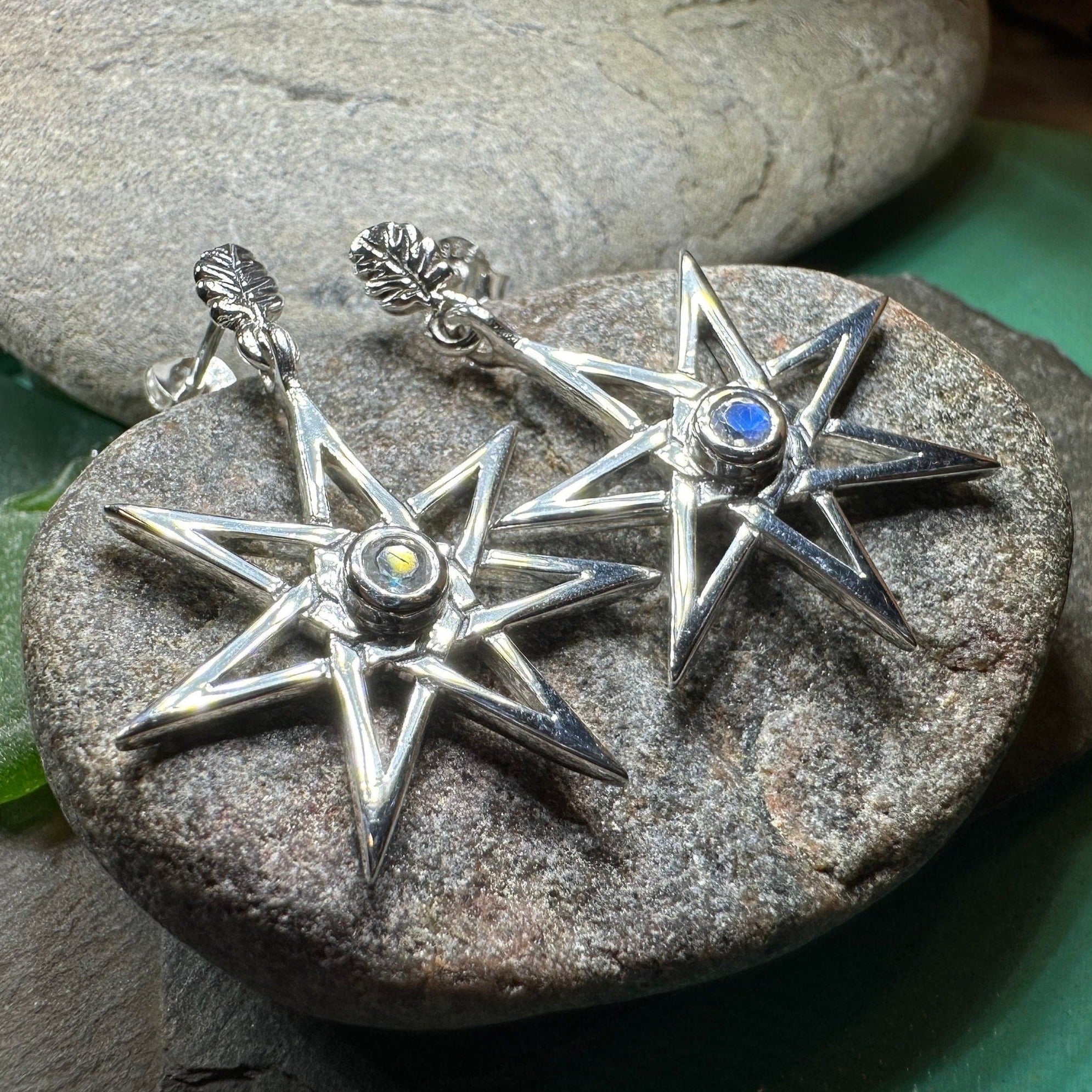 Elven Star Moonstone Earrings