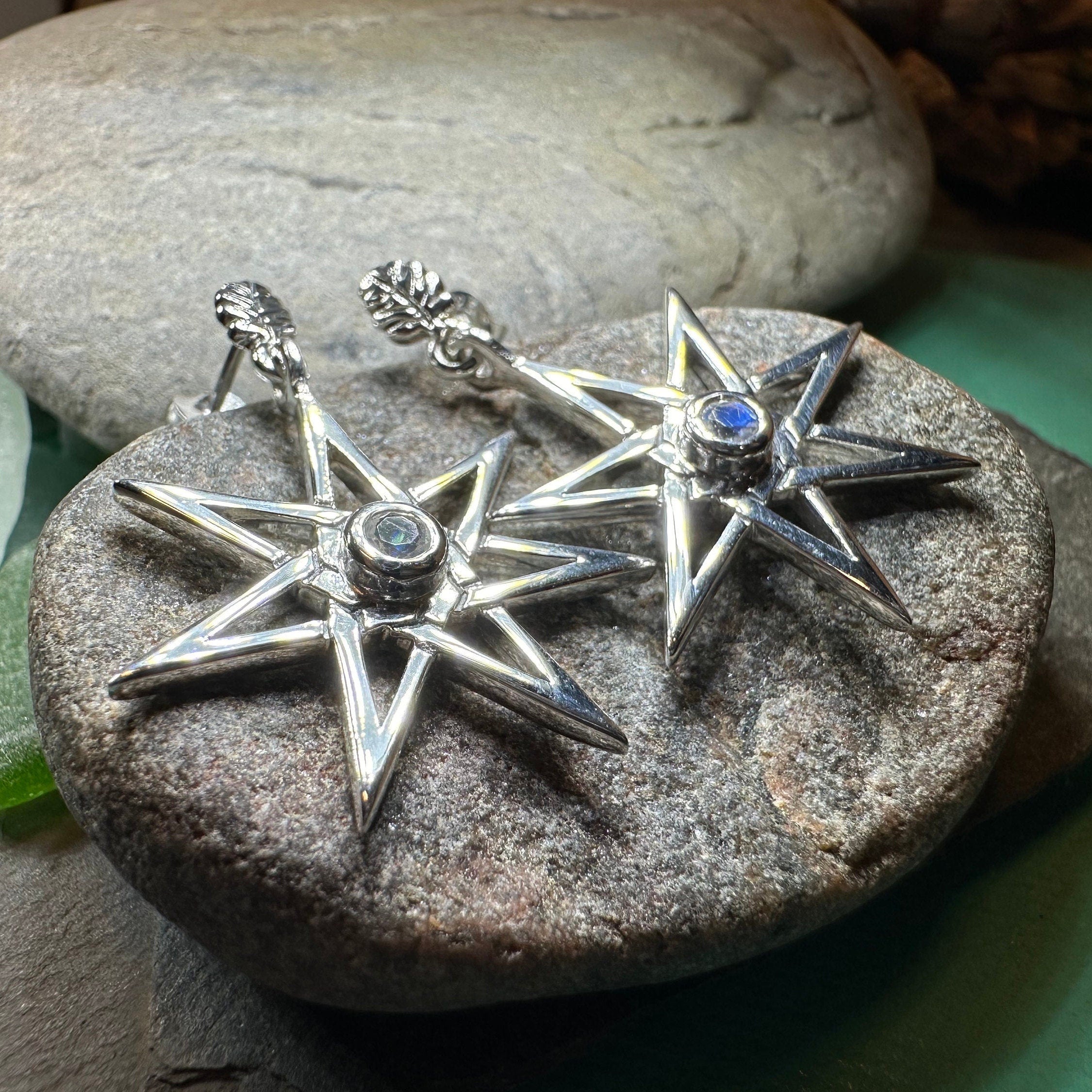 Elven Star Moonstone Earrings