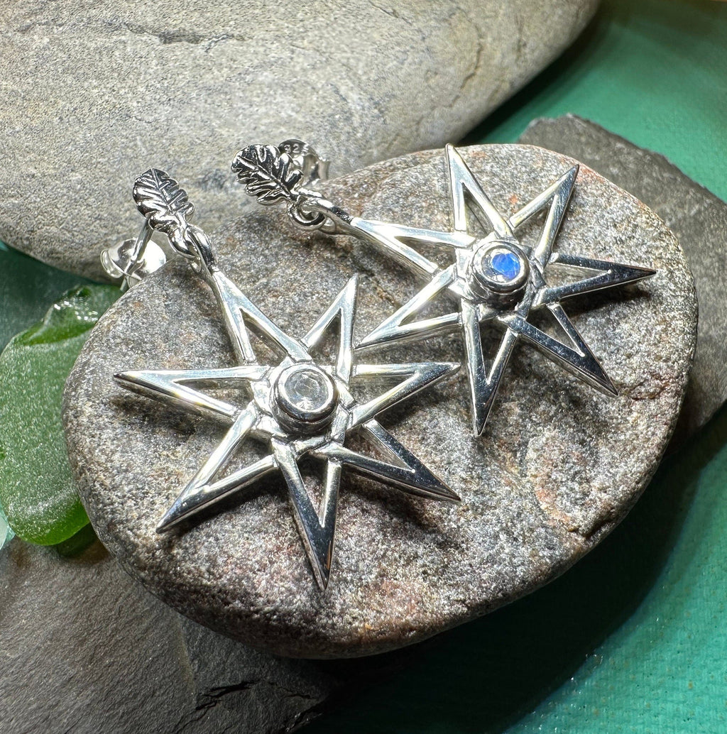 Elven Star Moonstone Earrings