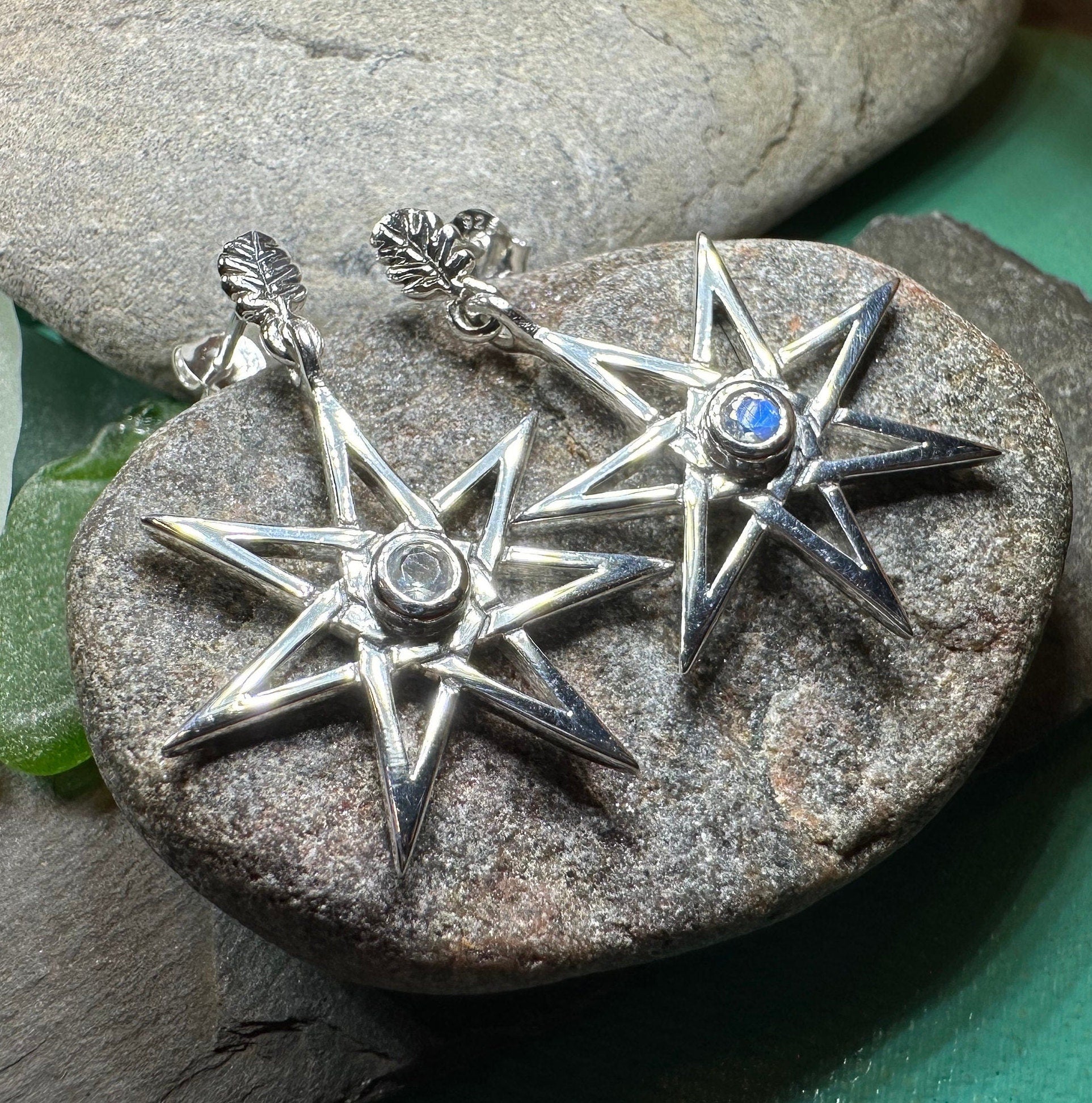 Elven Star Moonstone Earrings