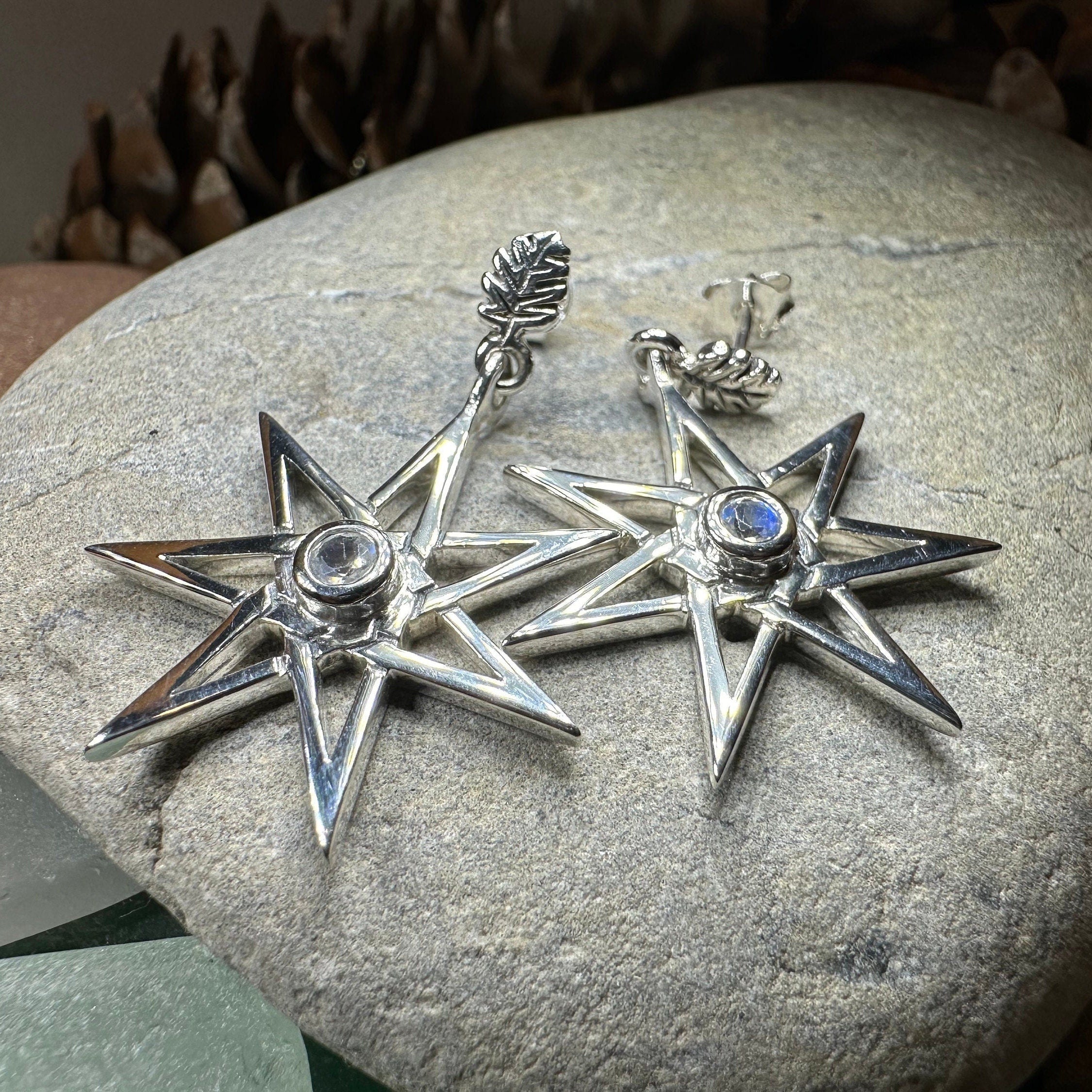 Elven Star Moonstone Earrings