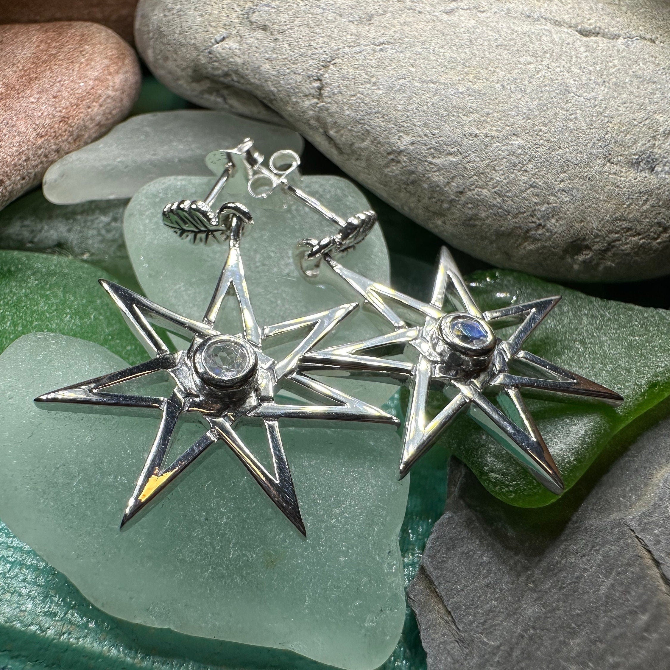 Elven Star Moonstone Earrings