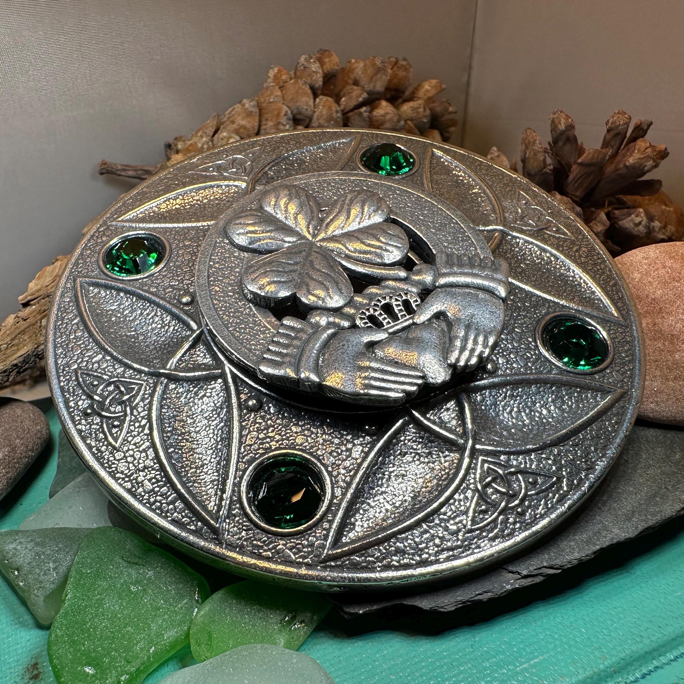 Irish Trinity Claddagh Plaid Pin