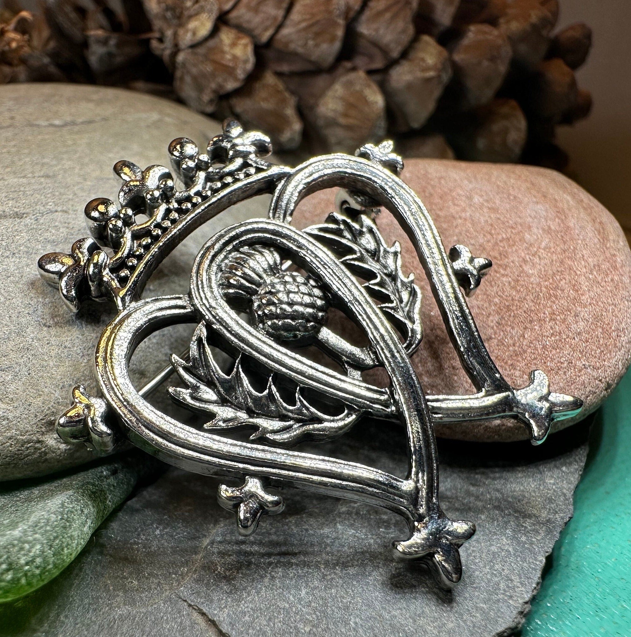 Pewter Thistle Luckenbooth Brooch