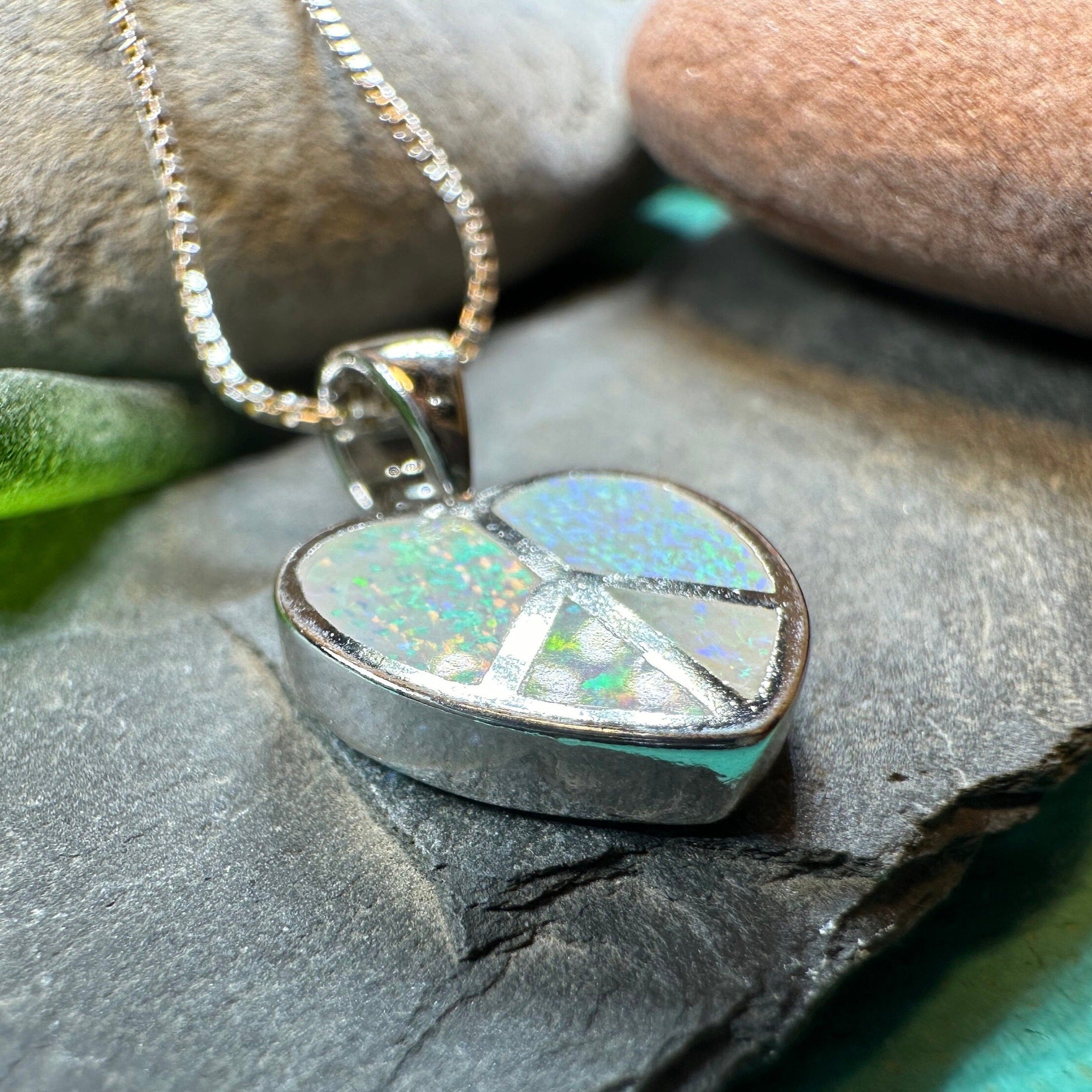 Peace Sign Opal Necklace