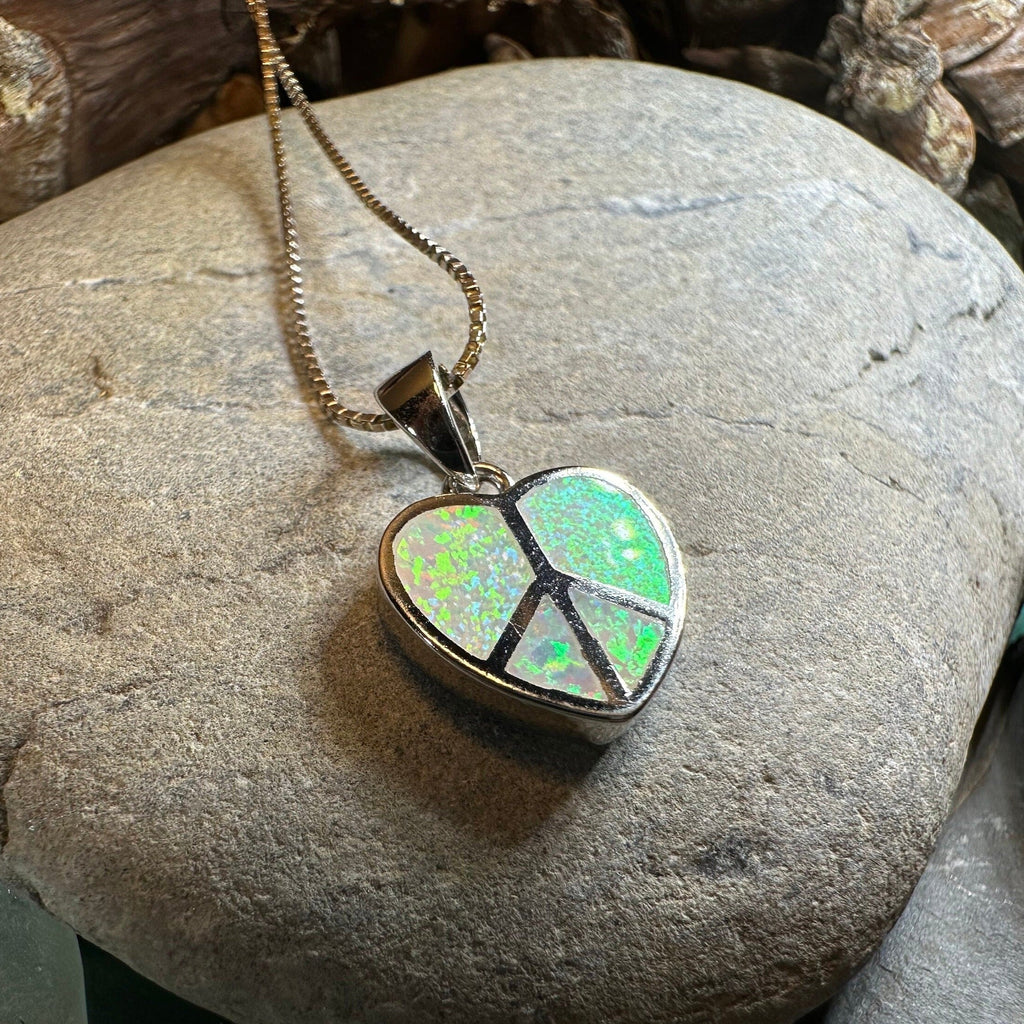 Peace Sign Opal Necklace