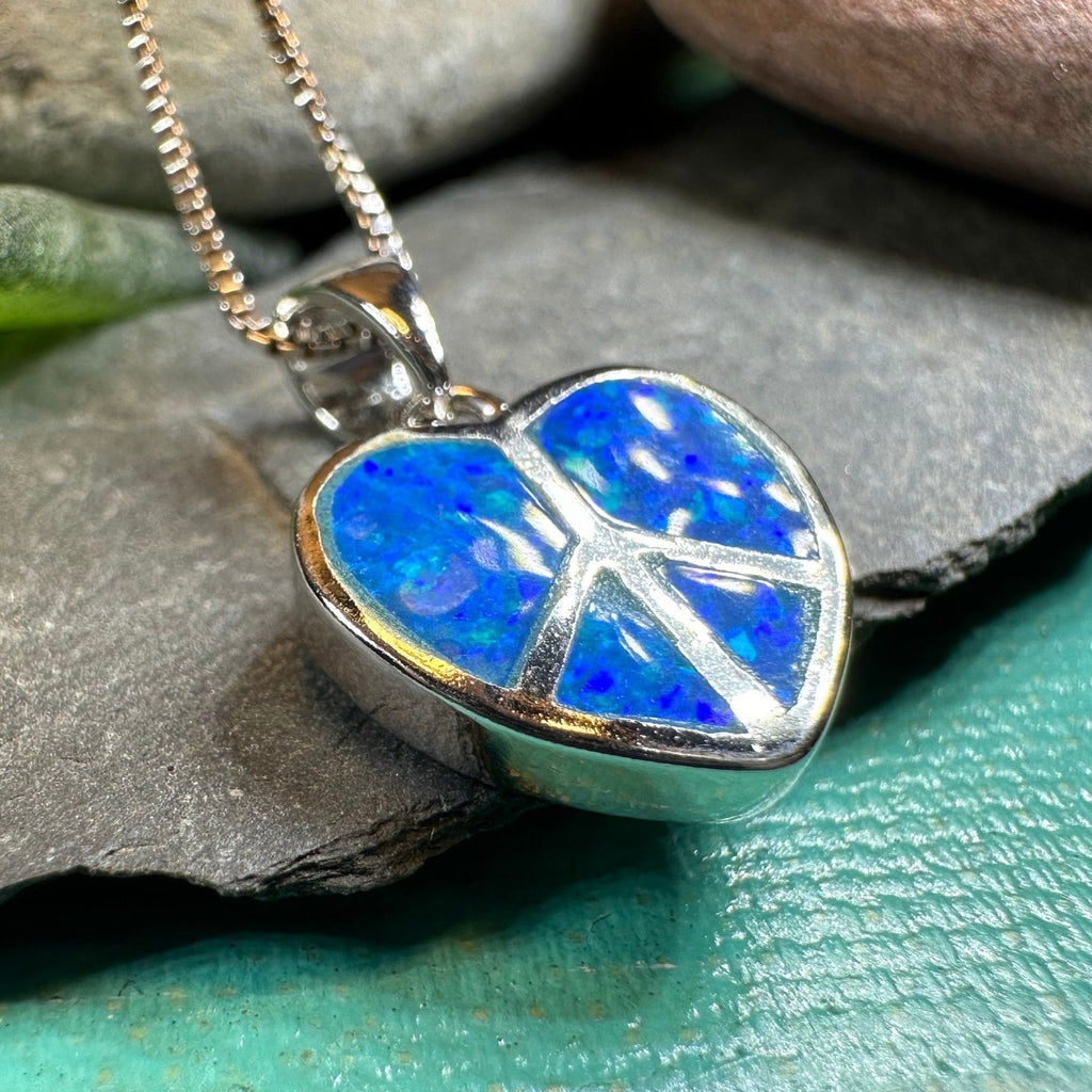 Peace Sign Opal Necklace