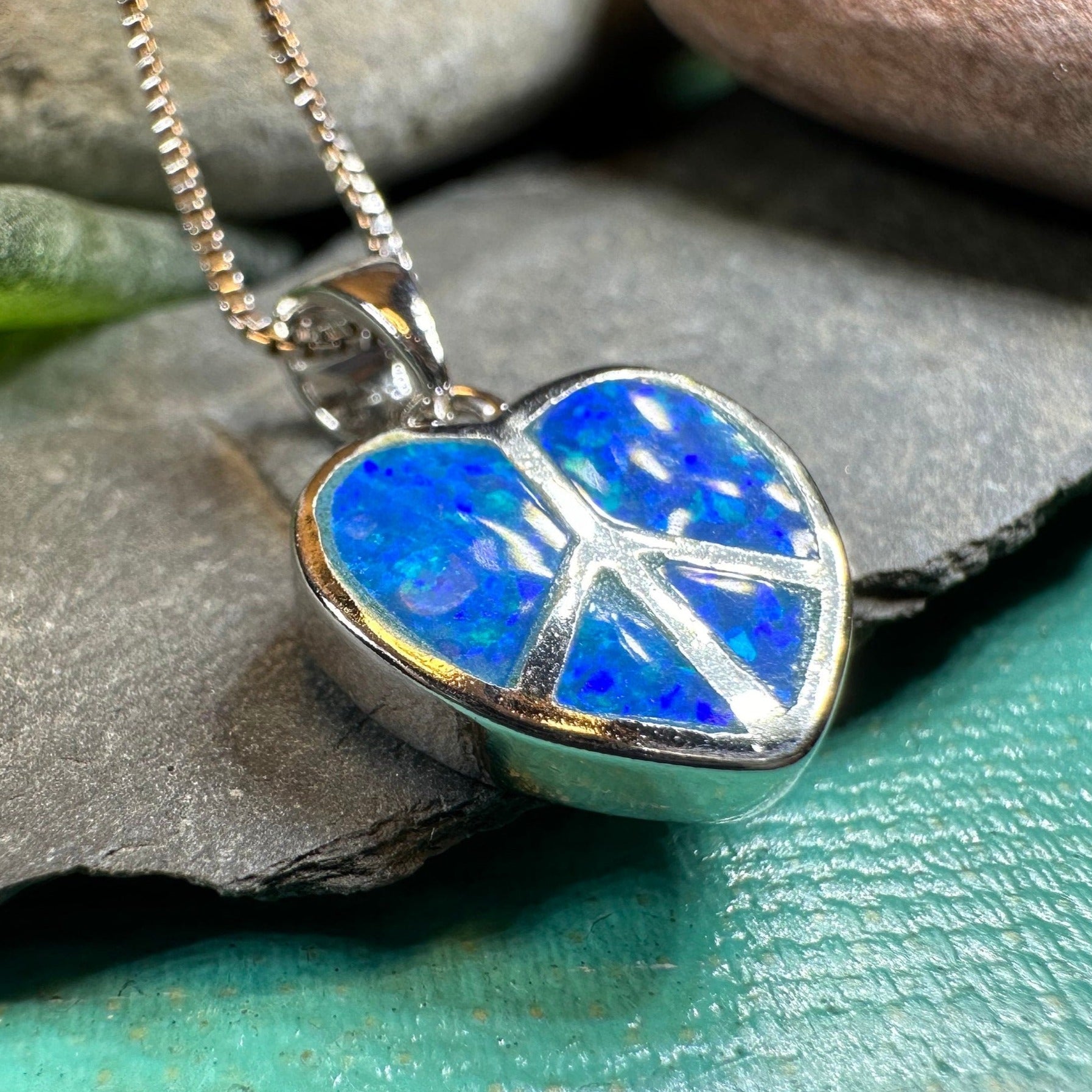 Peace Sign Opal Necklace