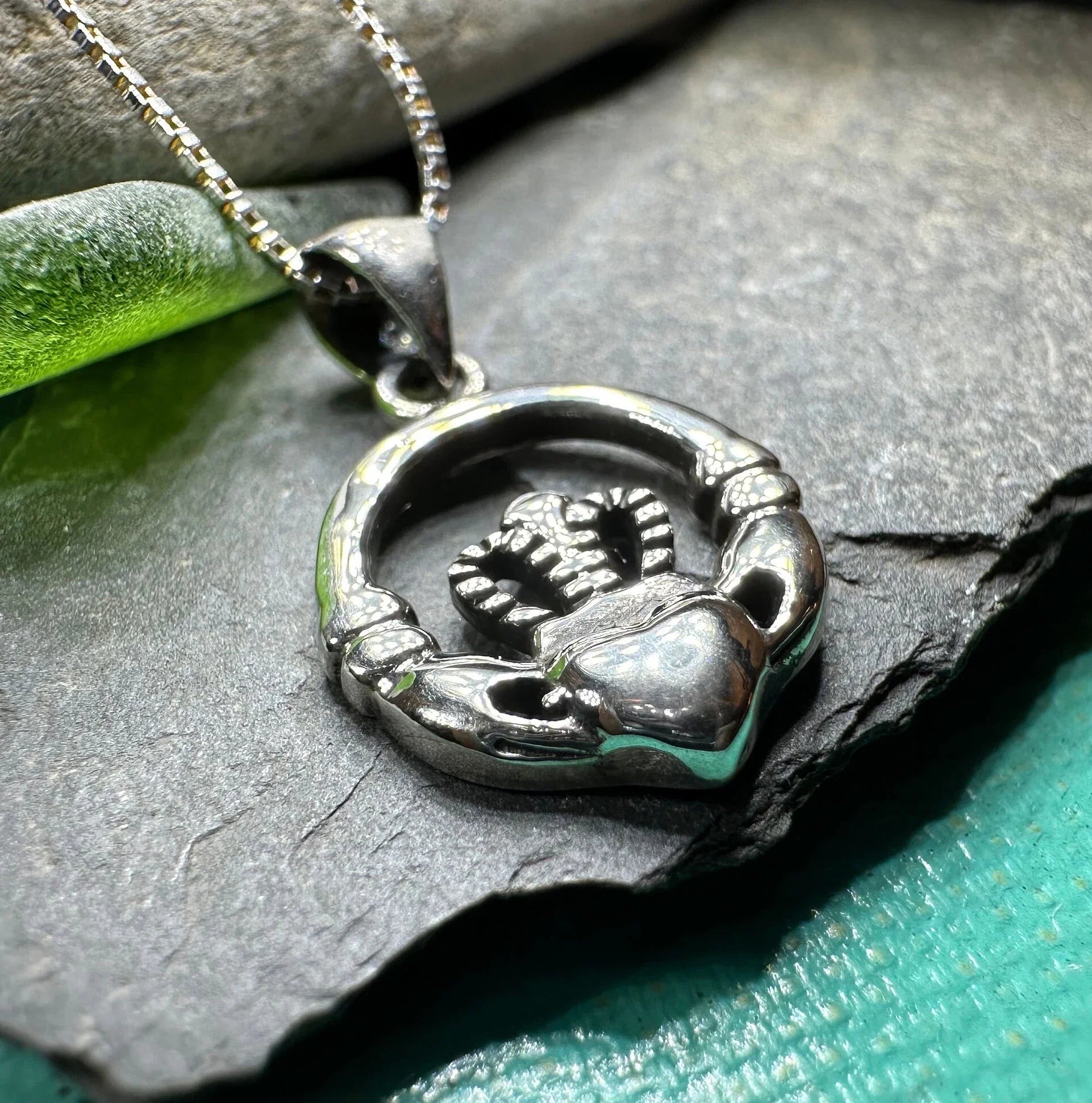 Petite Claddagh Silver Necklace