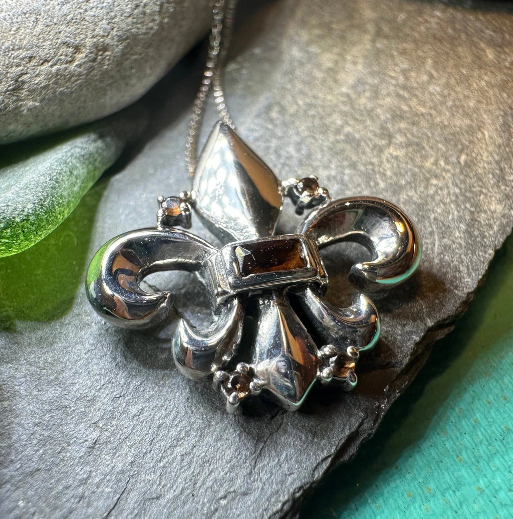 Garnet Fluer De Lis Necklace