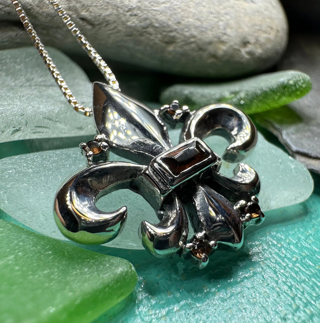 Garnet Fluer De Lis Necklace