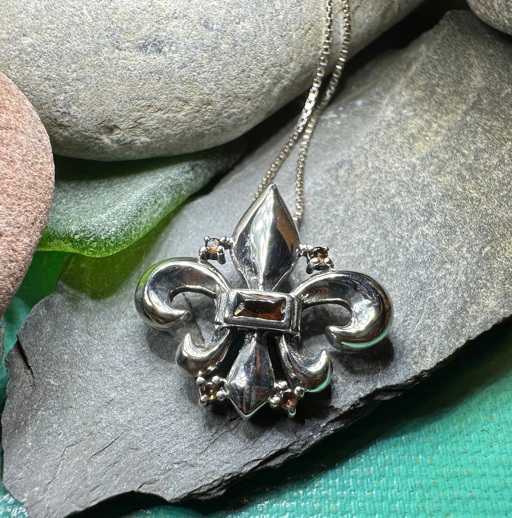 Garnet Fluer De Lis Necklace