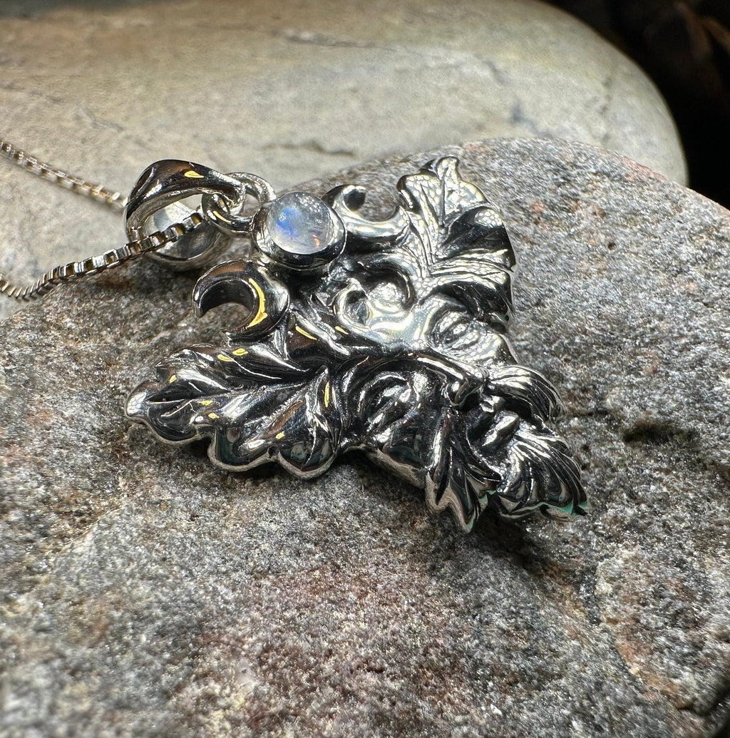 Huelgoat Green Man Moonstone Necklace