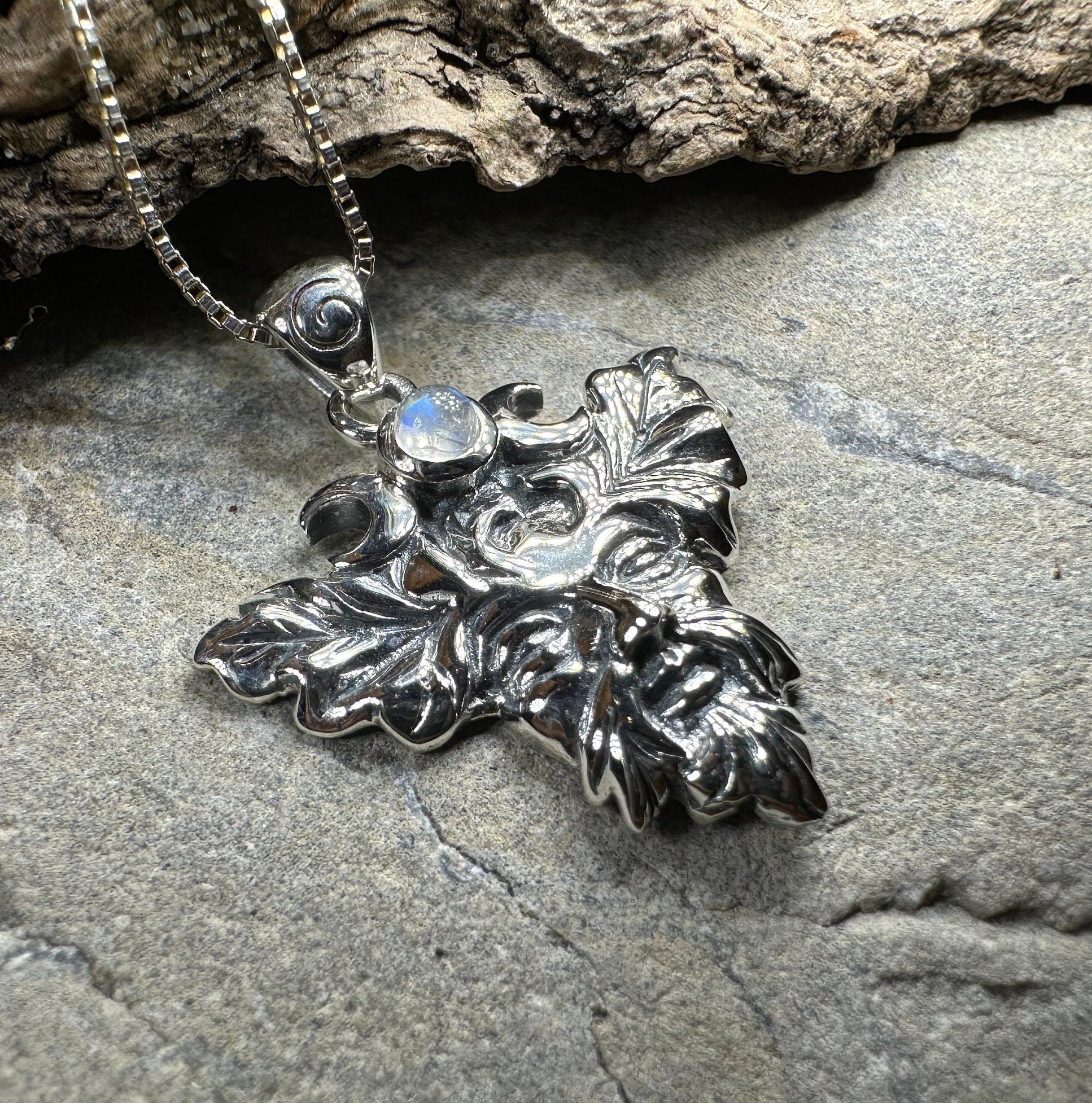 Huelgoat Green Man Moonstone Necklace
