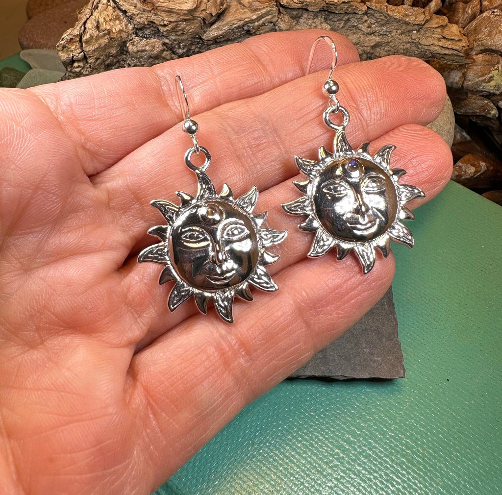 Celtic Skies Sun Moonstone Earrings